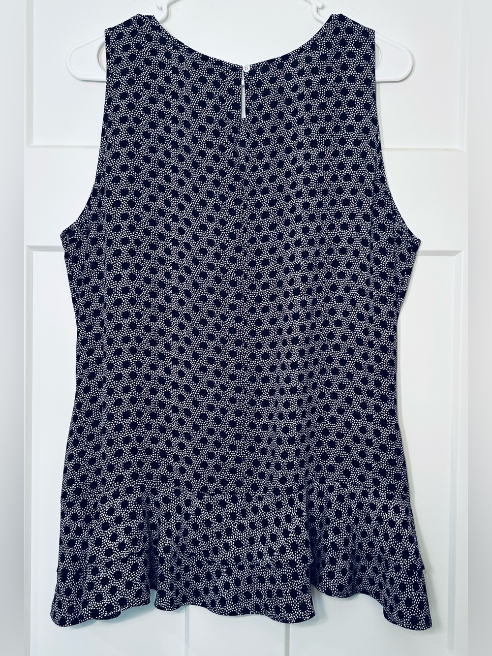 LOFT Black and White Dot Peplum Tank